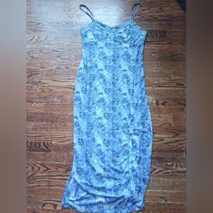 No Boundaries Lace Trim Blue Floral Top